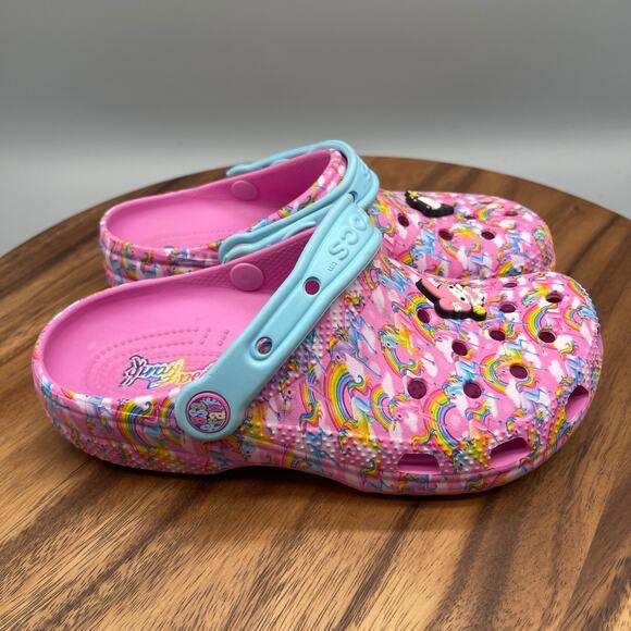 Crocs X Lisa Frank Classic Clog Womens Size 7 Pink Rainbow Unicorn 208826 - Picture 1 of 9